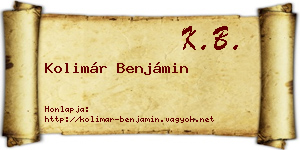 Kolimár Benjámin névjegykártya